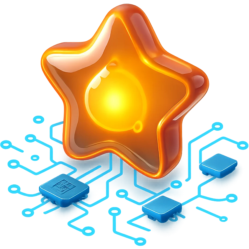 star with central glowing core, surrounded by abstract lines and nodes, representing artificial intelligence connectivity emoji
