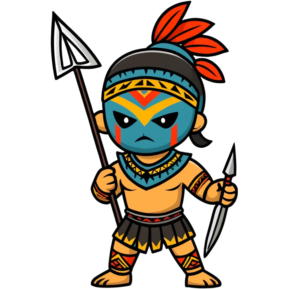 fantasy tribal warrior with spear and face paint emoji