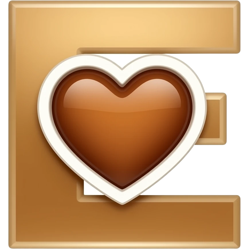 Kahverengi kalp içinde E harfi emoji