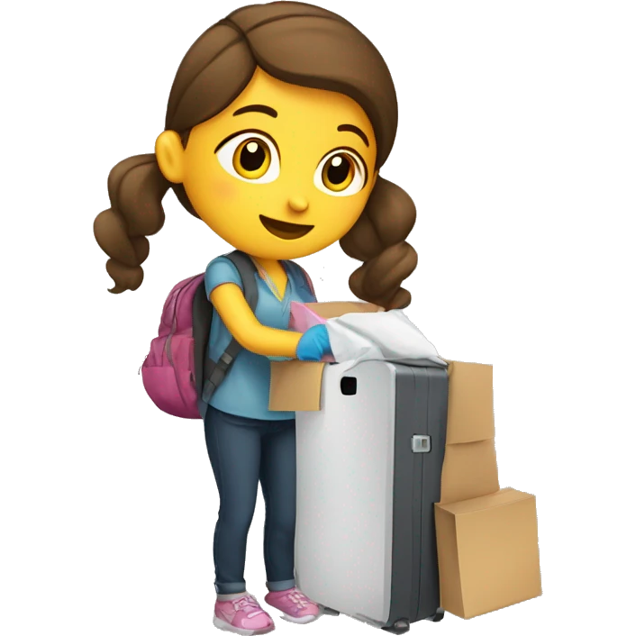 A girl packing her stuff to leave work after her 9 to 5  emoji