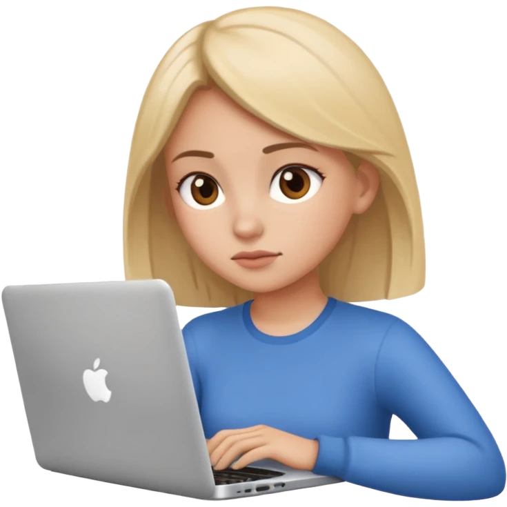 create an emoji where a girl is reading or working on laptop for focus task emoji