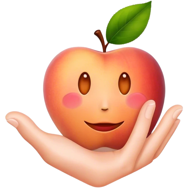 The Apple peach emoji with handprint emoji