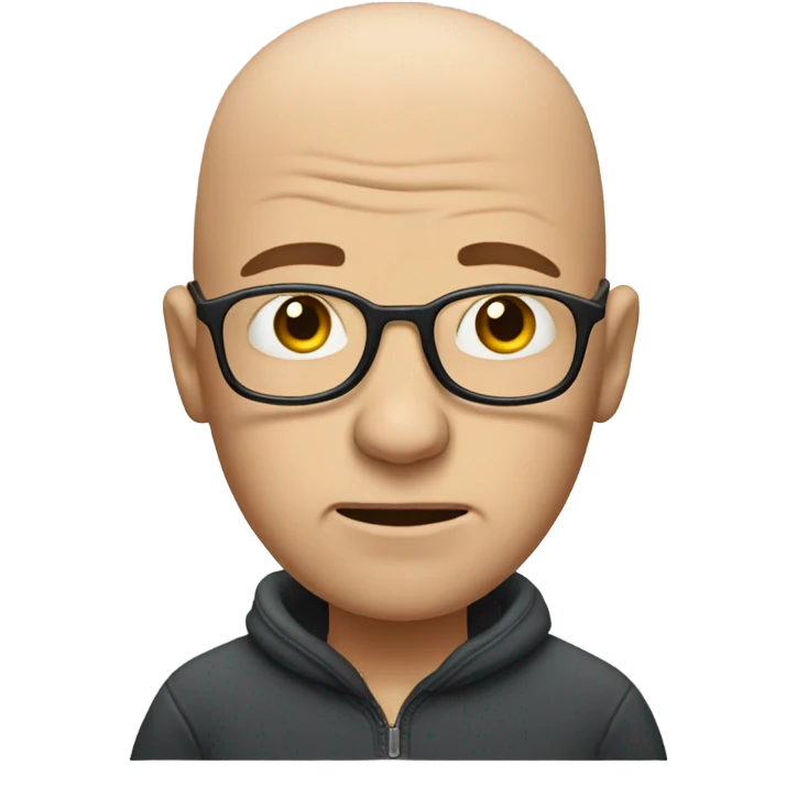 Bald man with glasses freezing cold emoji
