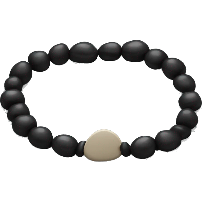 Black bracelet with a pebble emoji