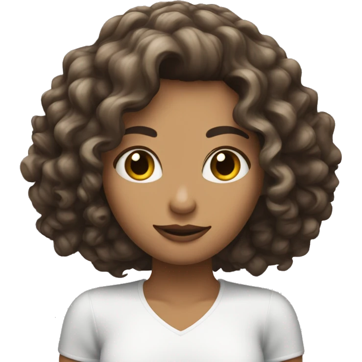 Puedes crear una chica de pelo rizado com piel blanca y ojos hazel  emoji