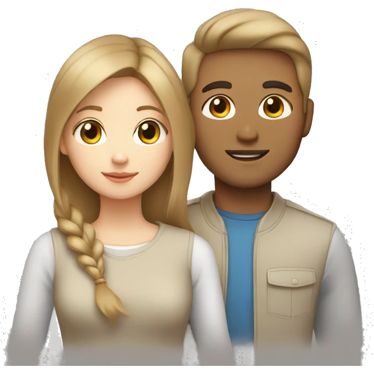 white light brown hair girl with an asian guy emoji