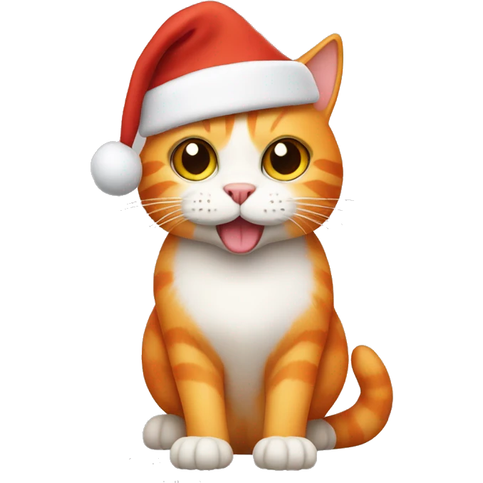 Orange cat wearing a santa hat emoji