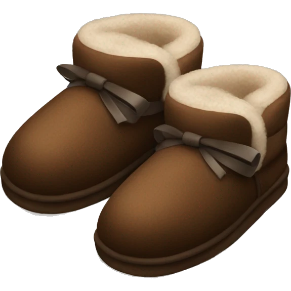 Dark brown UGG slippers with bows emoji