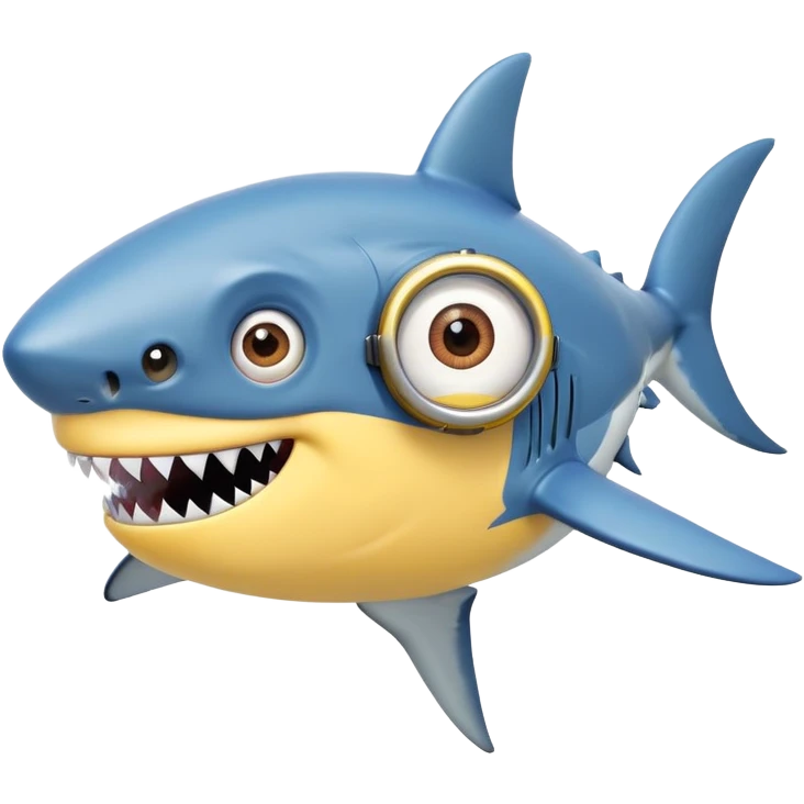 A minion with shark teeth and a shark body emoji