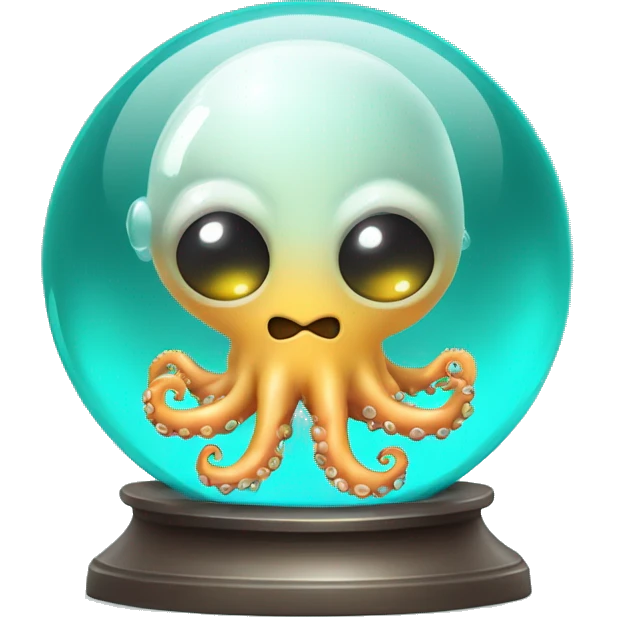 crystal ball with turquoise cute little surgeon octopus emoji