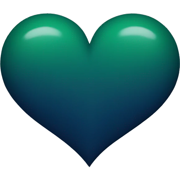 Half dark green and half navy blue heart  emoji