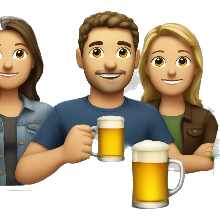 caucassian friends in pub drinking beer emoji