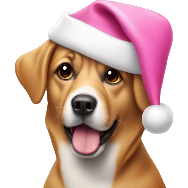 Dog wearing pink Santa hat emoji