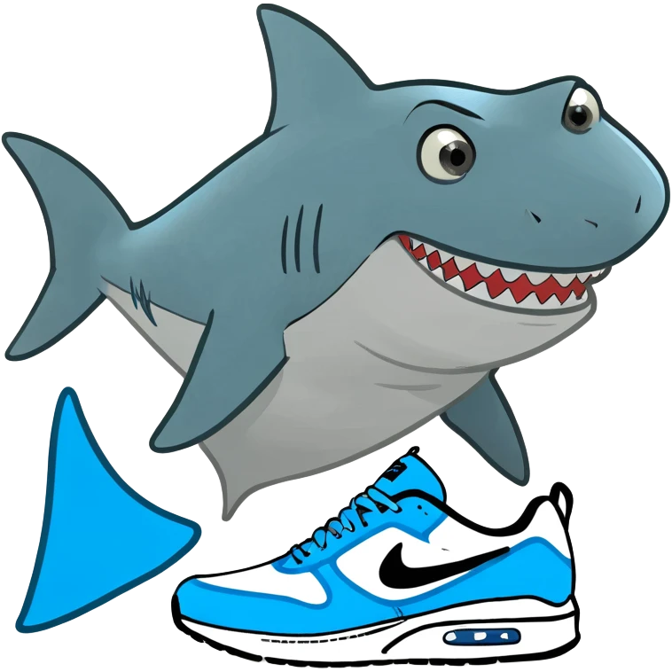 Shark with blue Nikes  emoji