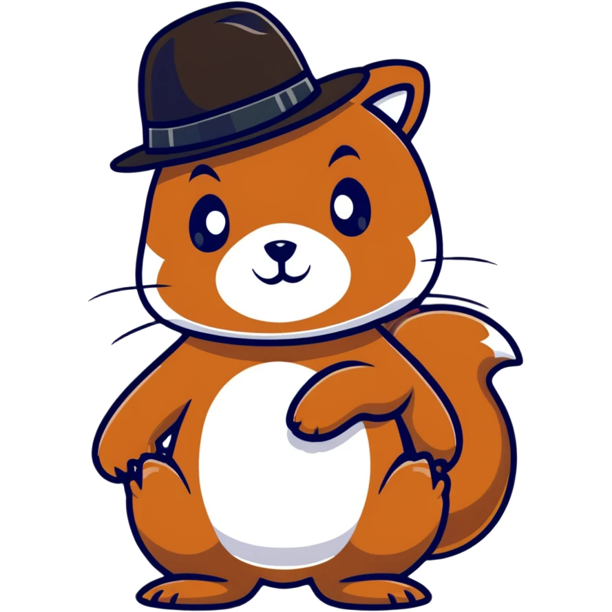 A squirrel wearing a black mask and black hat like Zorro emoji