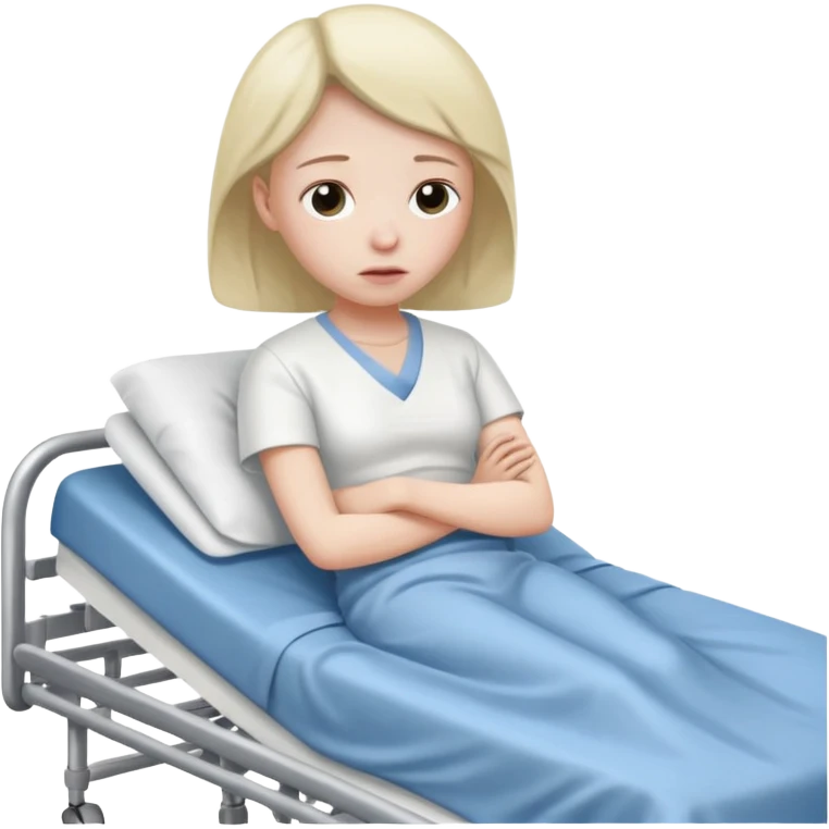 sad patient in hospital bed emoji