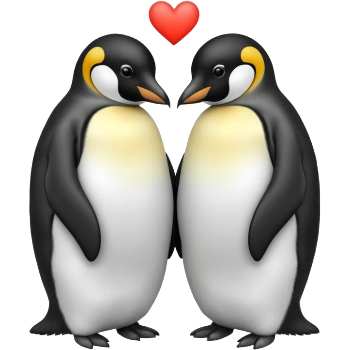 2 emperor penguins facing each other making a heart but no heart emoji added emoji