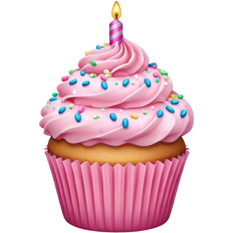  birthday Cupcake with pink icing emoji