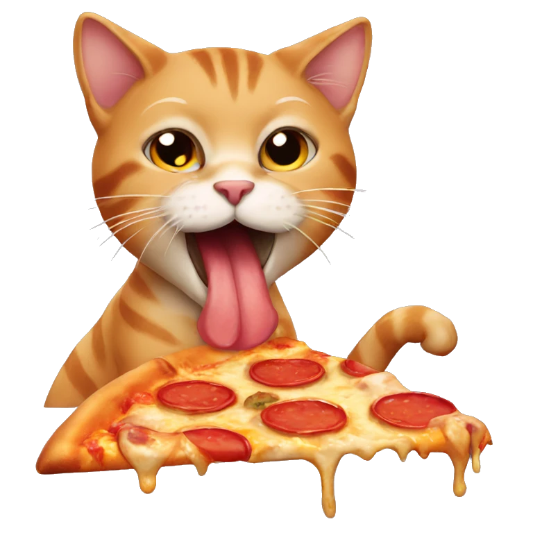 Cat eating pizza emoji
