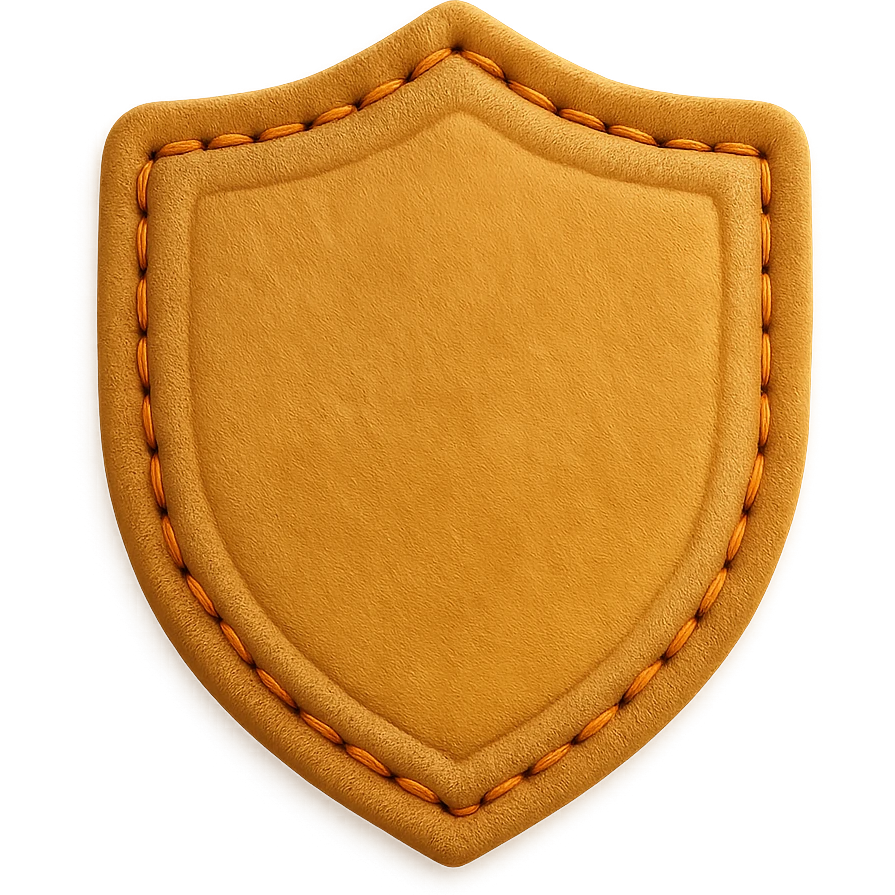 <StylePrompt>
  <Name>Minimal Felt Appliqué Icon</Name>
  <Description>
    A soft, handcrafted felt icon style with lightly padded forms, simple shapes, and clean outlines. Features slightly more visible stitching for tactile charm while maintaining a low-detail aesthetic.
  </Description>
  <VisualProperties>
    <Material>Felt</Material>
    <Texture>Soft, matte surface with subtle fiber detail</Texture>
    <Stitching>
      <Type>Threaded edge stitch</Type>
      <Color>Muted orange or warm brown</Color>
      <Pattern>Evenly spaced running stitch around edges</Pattern>
      <Thickness>Medium (approximately 10% more pronounced than minimal)</Thickness>
      <Contrast>Moderate (stitch color clearly distinct from base felt)</Contrast>
    </Stitching>
    <Padding>Low to moderate—slightly raised but not deeply dimensional</Padding>
    <Edges>Smooth and rounded with clean curves</Edges>
    <ColorPalette>
      <Primary>Warm yellows, oranges, and browns</Primary>
      <Accent>Dark brown for facial features</Accent>
      <Background>Neutral off-white or soft beige</Background>
    </ColorPalette>
  </VisualProperties>
  <FacialFeatures>
    <Eyes>Small round dots</Eyes>
    <Nose>Simple oval or triangle</Nose>
    <Mouth>Minimal curved line or none</Mouth>
    <DetailLevel>Low</DetailLevel>
  </FacialFeatures>
  <Rendering>
    <Lighting>Soft and diffused</Lighting>
    <Shadows>Subtle, barely visible</Shadows>
    <Perspective>Front or side profile, flat angle</Perspective>
  </Rendering>
  <Applicability>
    <SubjectType>Animals, symbols, objects</SubjectType>
    <OutputFormat>Icon, patch, or sticker</OutputFormat>
  </Applicability>
</StylePrompt>

{subject} = shield emoji
