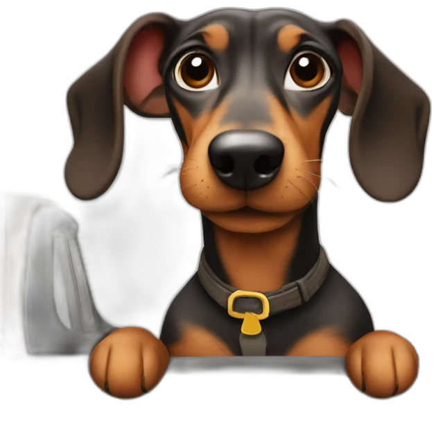 Dachshund rides in a taxi emoji