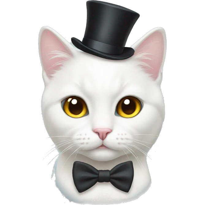 White cat with bowtie on the head emoji