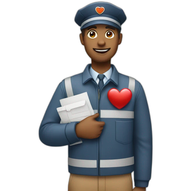 Postman with heart in hand emoji