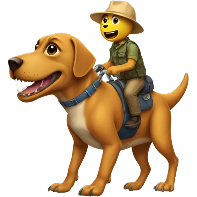 A dog riding a trex  emoji