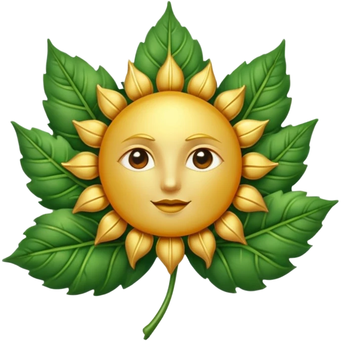sun symbol above a leaf emoji