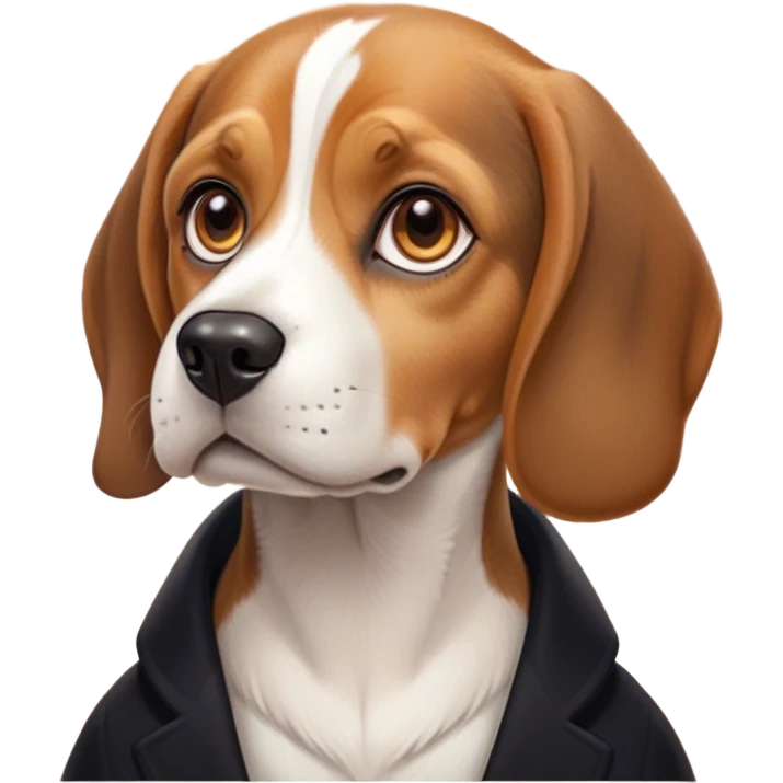 Cinematic Noble Beagle Portrait Emoji, Poised and regal, with a compact, sturdy build and a well-groomed coat of white, brown, and black, deep-set soulful hazel eyes, Simplified yet sharp and sophisticated features, highly detailed, glowing with a soft, dignified glow, high shine, intelligent and loyal, stylized with an air of strength, focused and attentive, soft glowing outline, capturing the essence of a watchful and confident companion, so majestic it feels as though it could step out of the screen with effortless authority! emoji