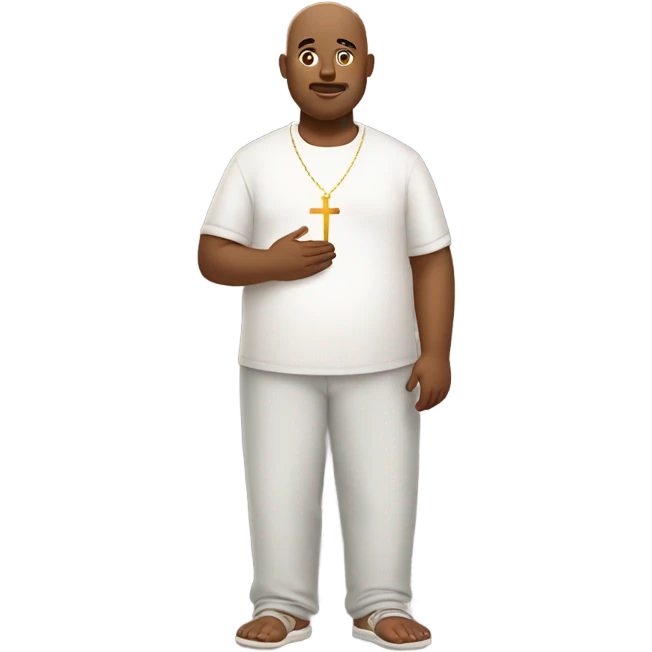 Short bald and fat devoted Christian man emoji