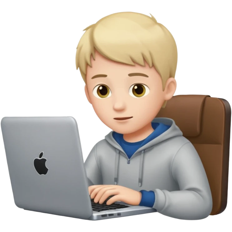 boy typing on a laptop emoji