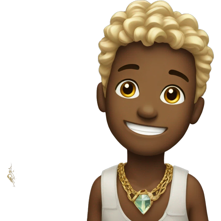 boys smiling outdoors with jewelry emoji