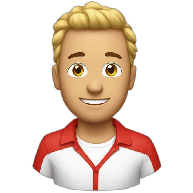 Chico piel blanca camisa roja y anteojos emoji