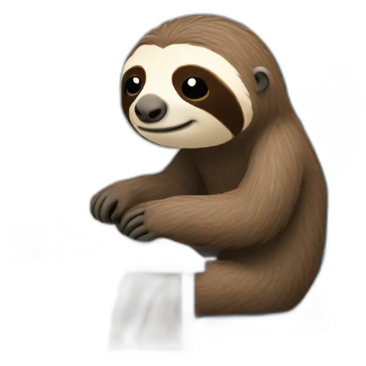 The sloth works at the computer emoji