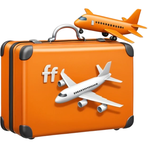 3D icon of a small calendar with a suitcase or airplane symbol, accented with #FF3D00, representing taking paid leave. Minimal and modern. emoji