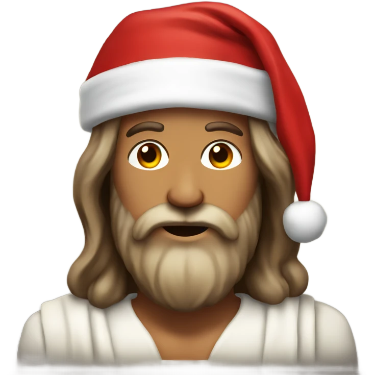 Jesus with a Santa hat emoji