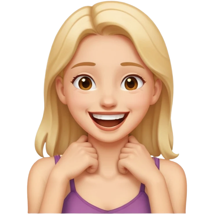 girl holding her neck laughing  emoji