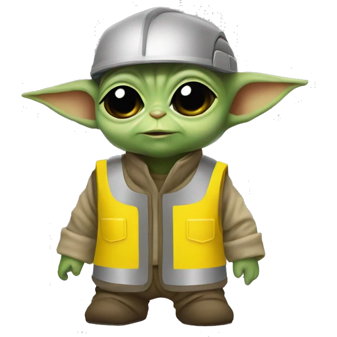 Baby Yoda in yellow construction helmet and vest emoji