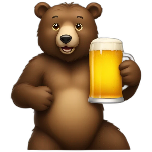 A bear holding a beer emoji
