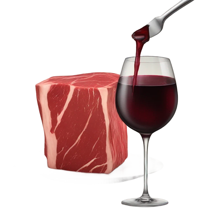 Giant piece of beef drinking wine emoji