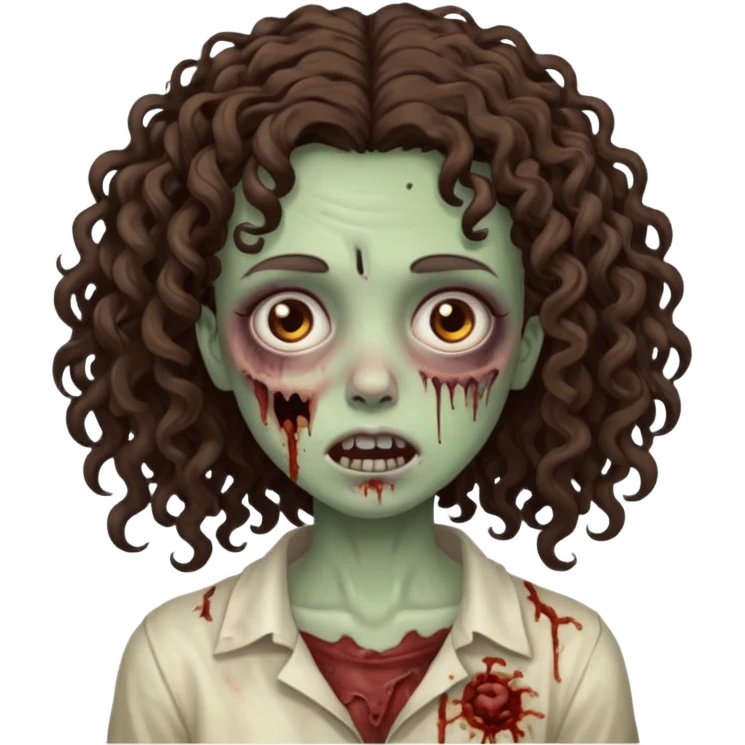 zombie brunette girl with curly, almost straight hair big emoji