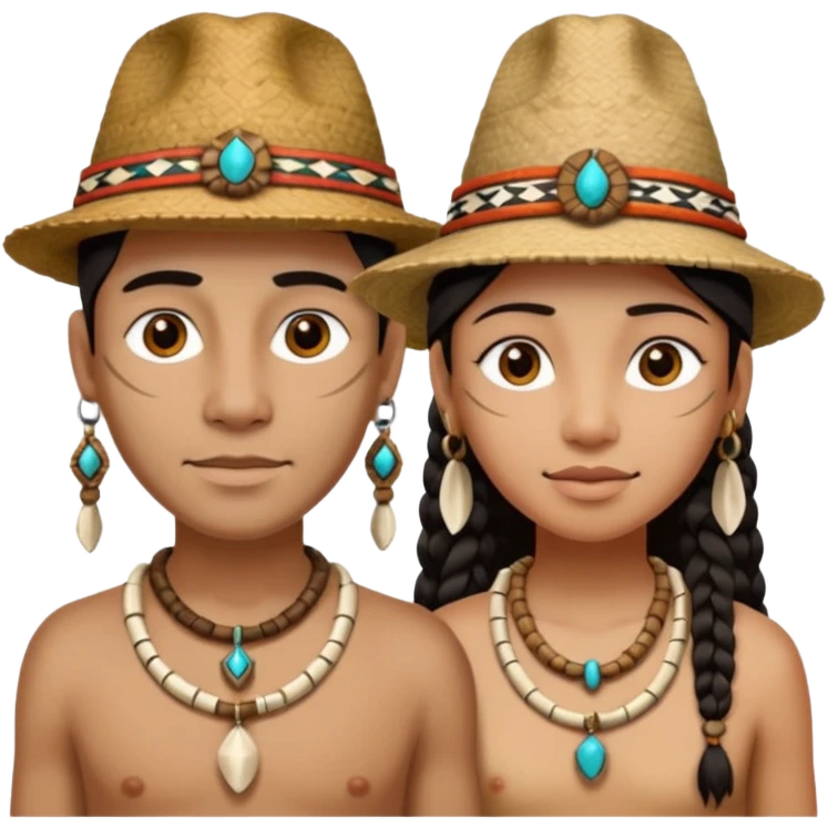 Hatted ancient People wearing Bone Necklaces emoji
