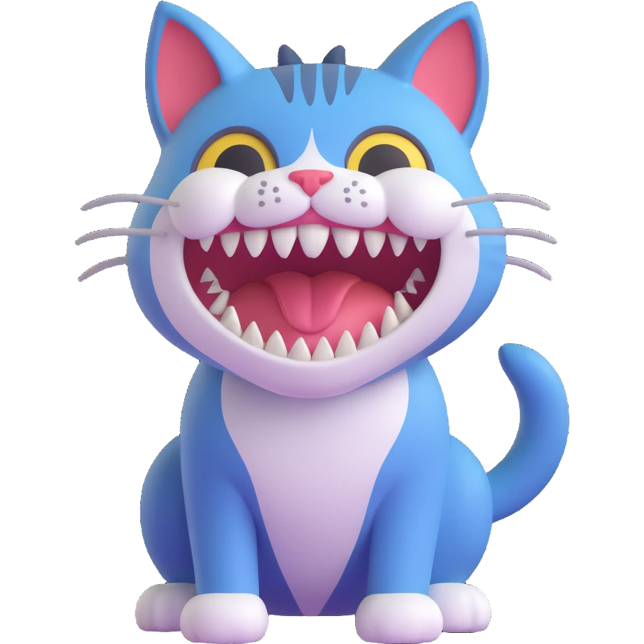 cat with a big tooth emoji