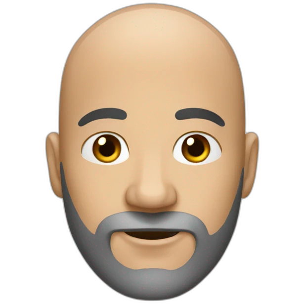 Bald with dark grey beard and small eyebrows emoji