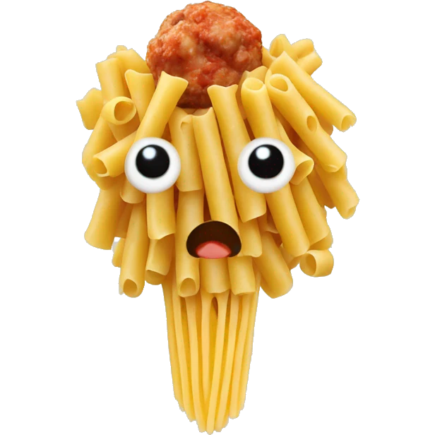 Pasta with a meatball on its head with eyes emoji