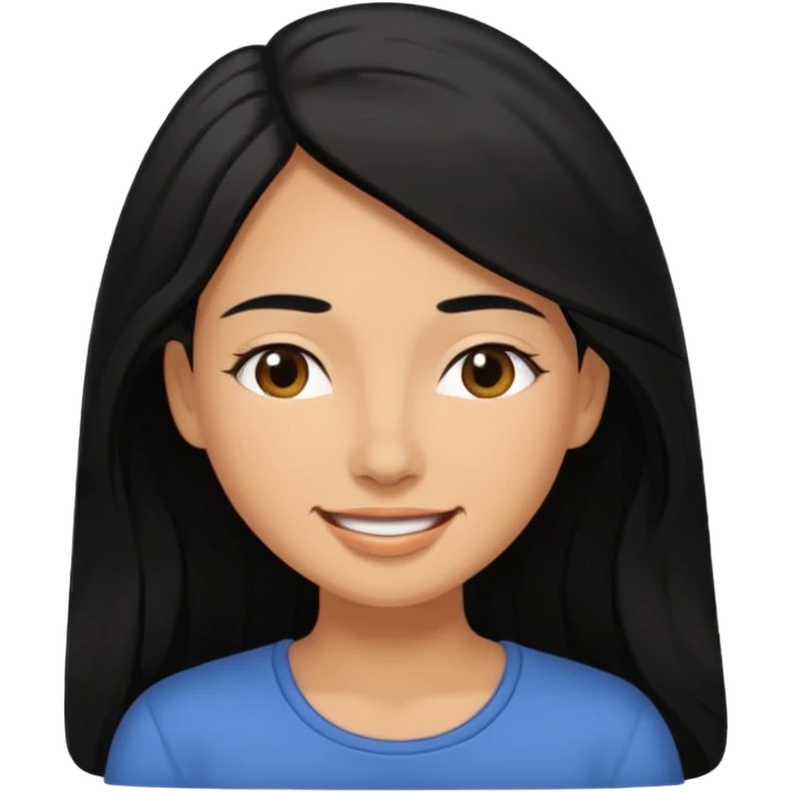 a happy woman smile, sleepy eyes with long black hair emoji