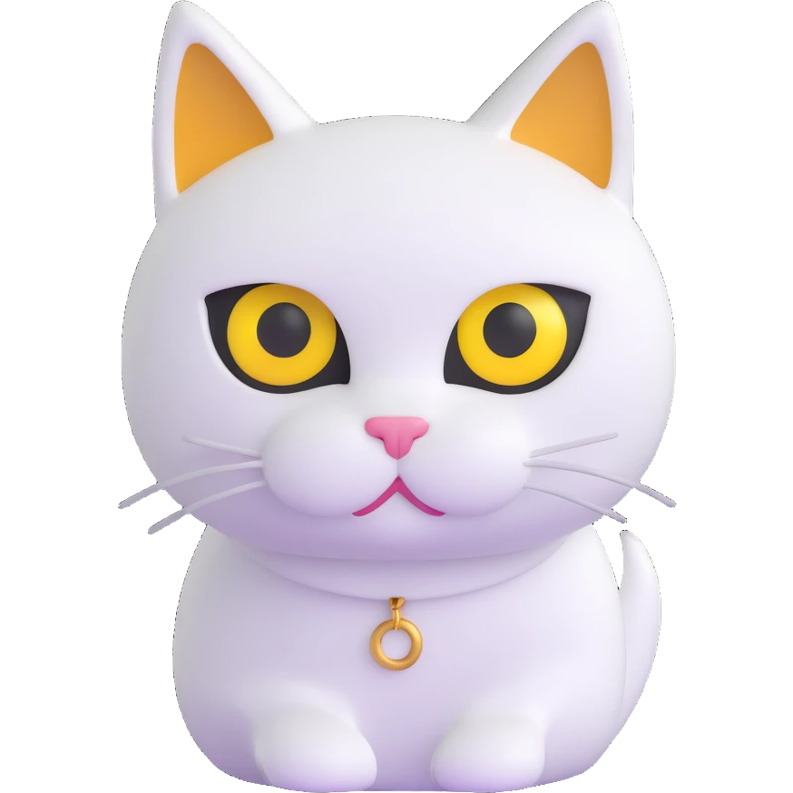 Pure white cat with yellow eyes emoji