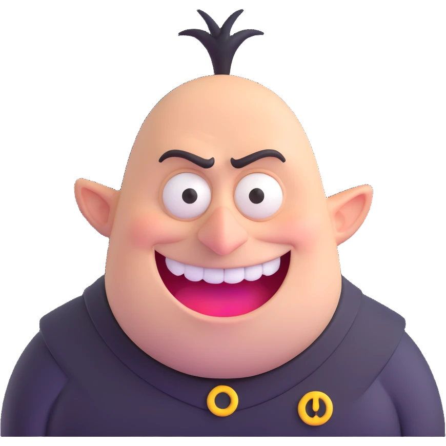 Gru from Despicable Me with his evil grin emoji