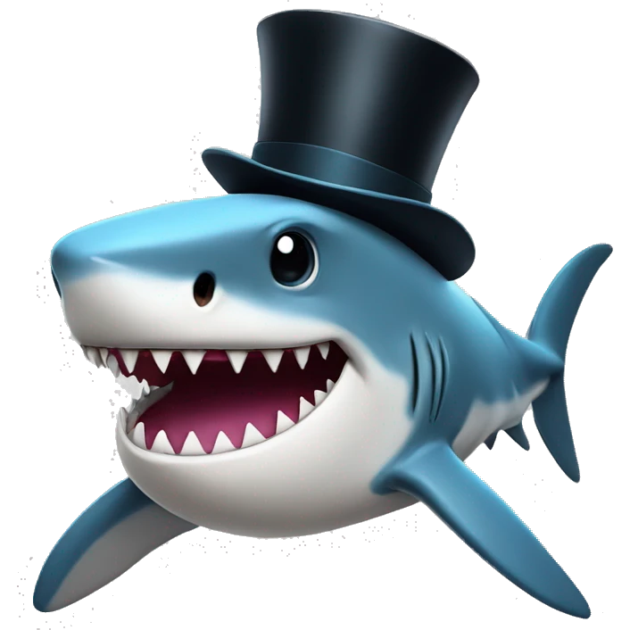 Shark with a top hat emoji